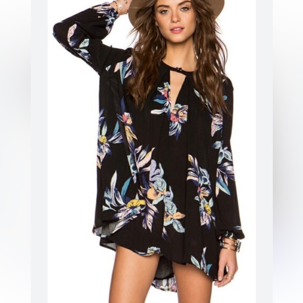 Free People Electric Orchid Print Swing Tunic, Small